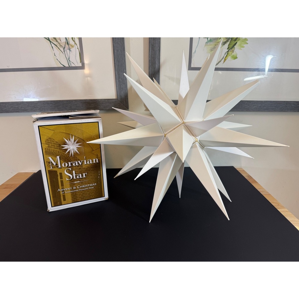 Vintage Moravian Star 21in Illuminated Hanging Star Light Christmas Advent Decor